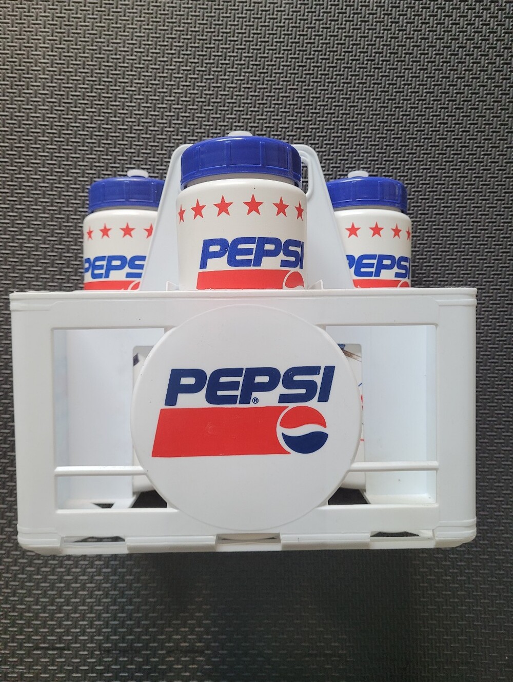 Vintage 1988-91 Pepsi CAHA Canada Hockey Water Bottles With Carrier, Never Used